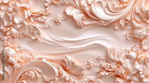 Ornate rose gold design with Rococo-inspired patterns, elaborate curves and flourishes for a luxurious and grand look