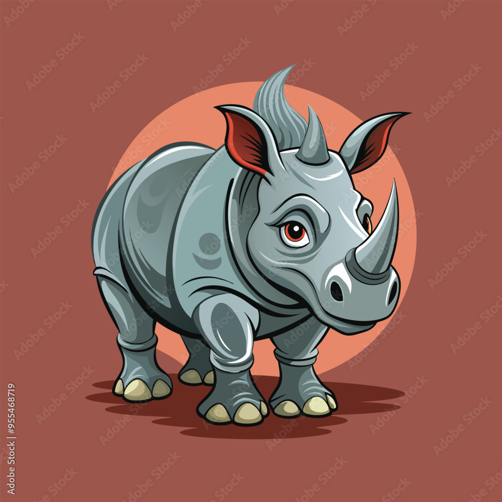Fototapeta premium Rhino cartoon vector illustration style