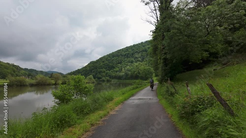 Riding Bikes in the Doubs Valley in France in Summer photo