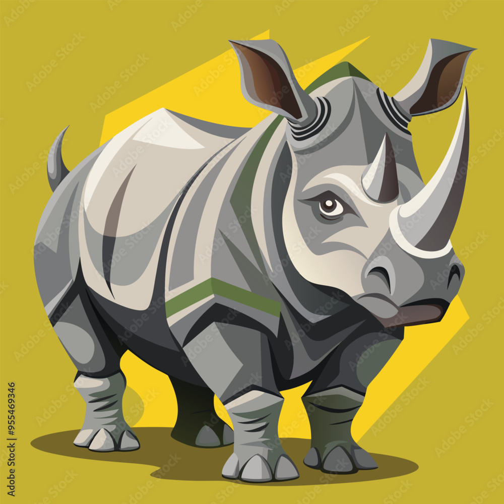 Fototapeta premium Rhino cartoon vector illustration style