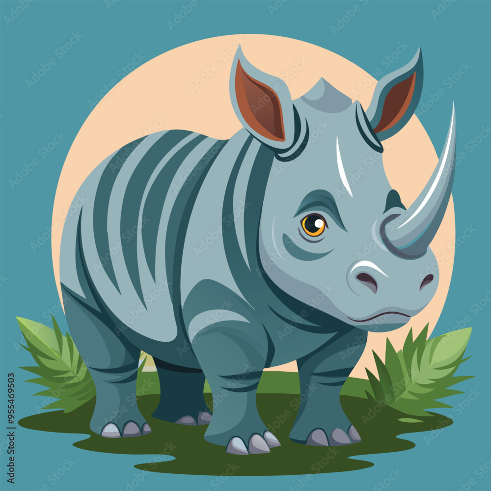 Fototapeta premium Rhino cartoon vector illustration style