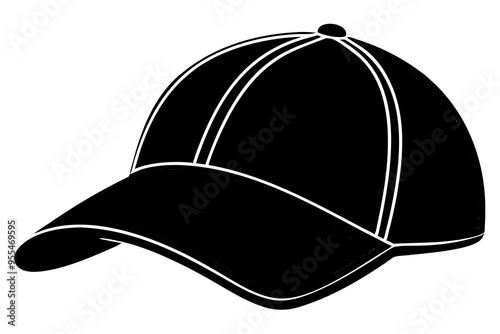 Black cap silhouette black vector art illustration