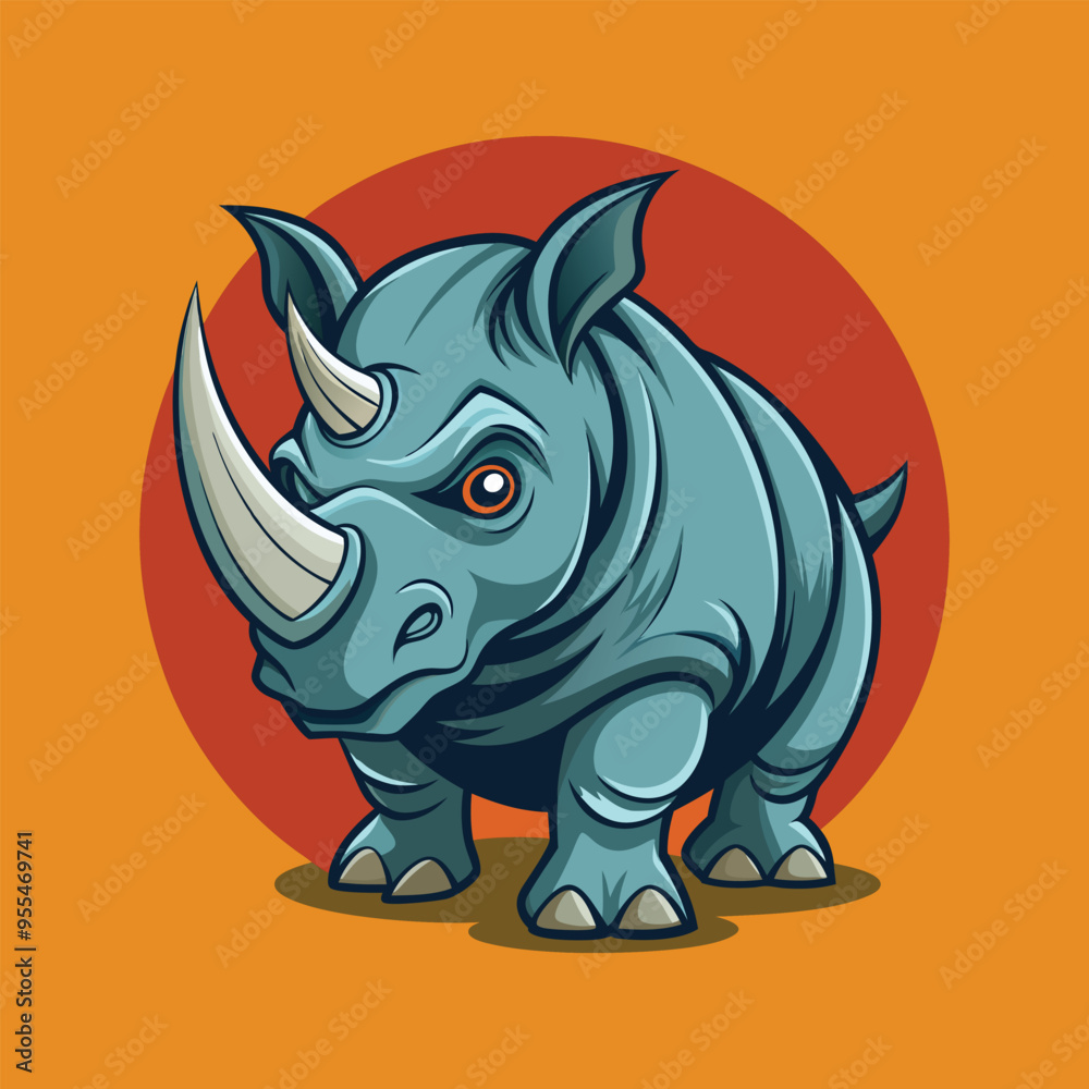 Fototapeta premium Rhino cartoon vector illustration style