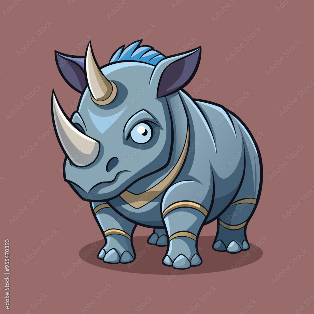 Fototapeta premium Rhino cartoon vector illustration style