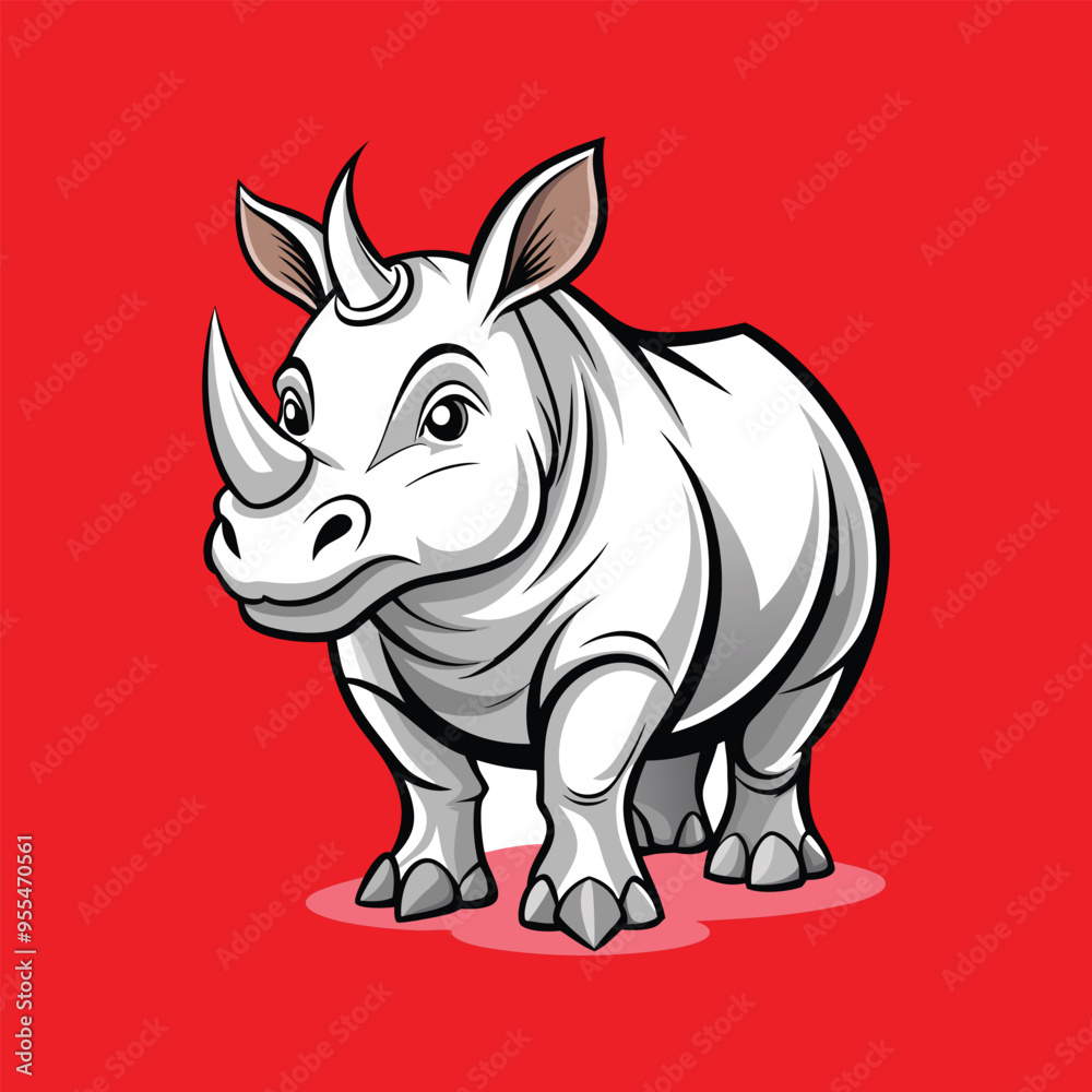 Fototapeta premium Rhino cartoon vector illustration style