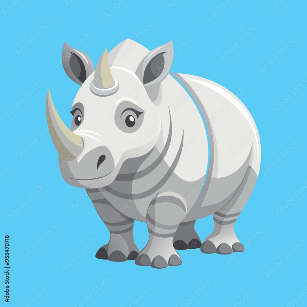 Naklejka premium Rhino cartoon vector illustration style