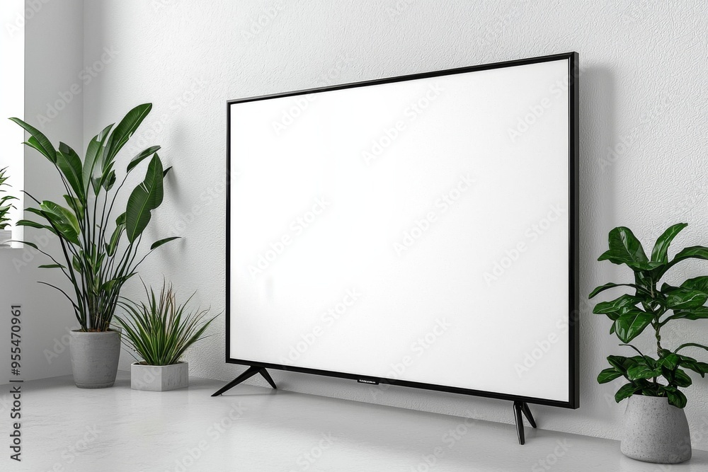 TV screen mockup on isolated background created with Generative AI TV screen mockup on isolated background created with Generative AI