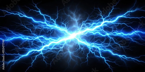 Wallpaper Mural Electric Storm, Blue Lightning, Energy Burst, Power, Storm Torontodigital.ca
