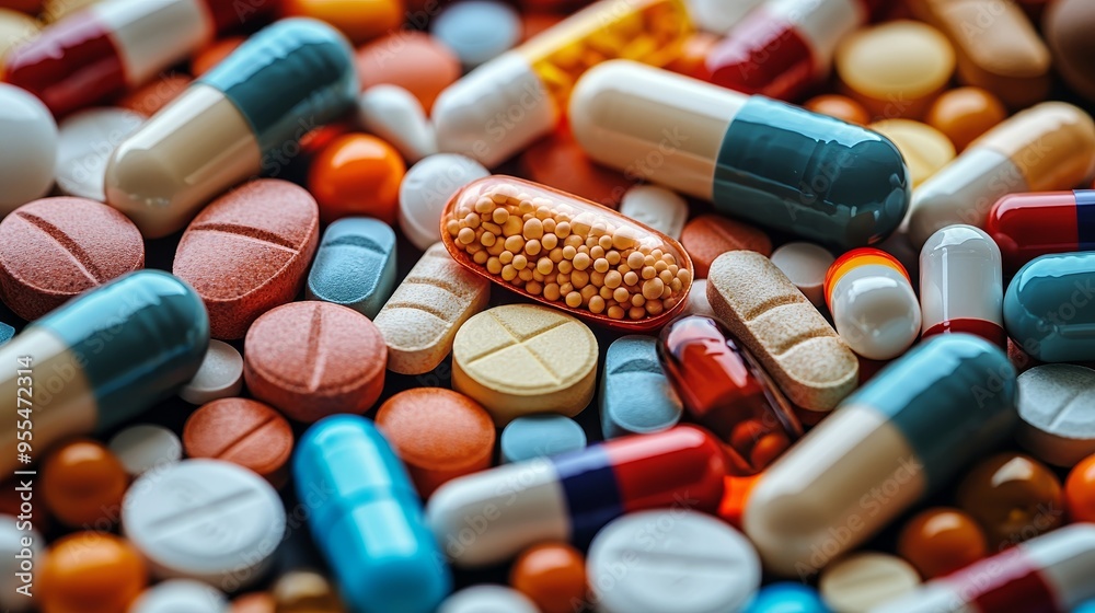 A Close Up of Colorful Pills and Capsules, Medicine, Pharmacy, Healthcare, Drugs A Close Up of Colorful Pills and Capsules, Medicine, Pharmacy, Healthcare, Drugs