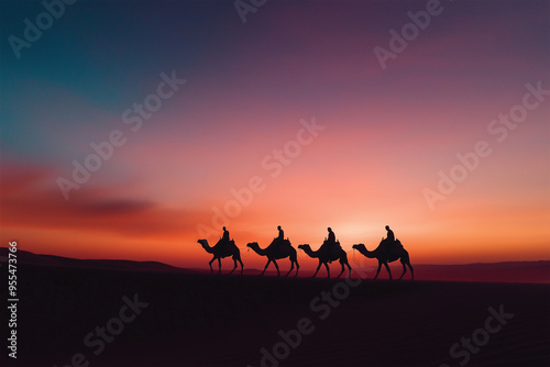 camel caravan in the desert