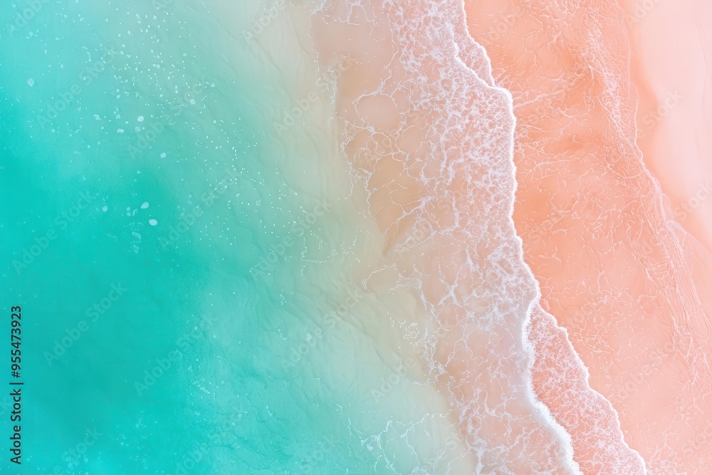 Fototapeta premium Aerial photography captures the contrast of vibrant blue-green waters and red sediment in Western Australia, creating an abstract nature landscape.