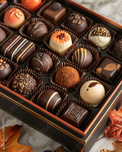 top view of gourmet chocolates box