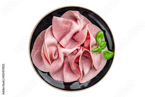 ham spam pork meat fresh meal snack on the table copy space food background rustic top view photo