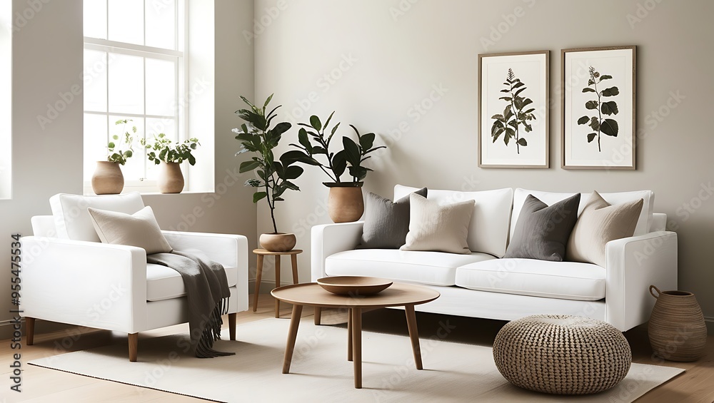 Scandinavian-Inspired Living Room with Natural Elements