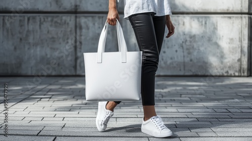White Tatami Steps Minimalist Style with a Sleek White Tote Bag Tote bag