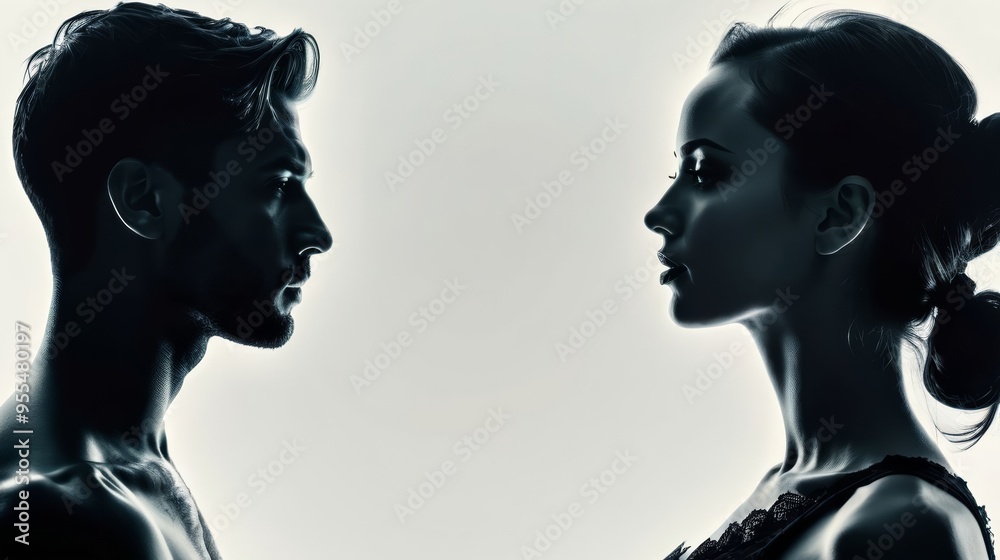 A Man and a Woman Facing Each Other A Man and a Woman Facing Each Other