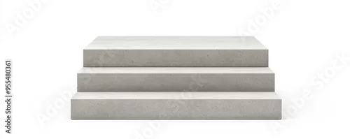 Panel kuchenny z motywem A stepped concrete podium with a matte finish, isolated on a white background