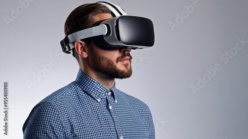 Man Wearing Virtual Glasses