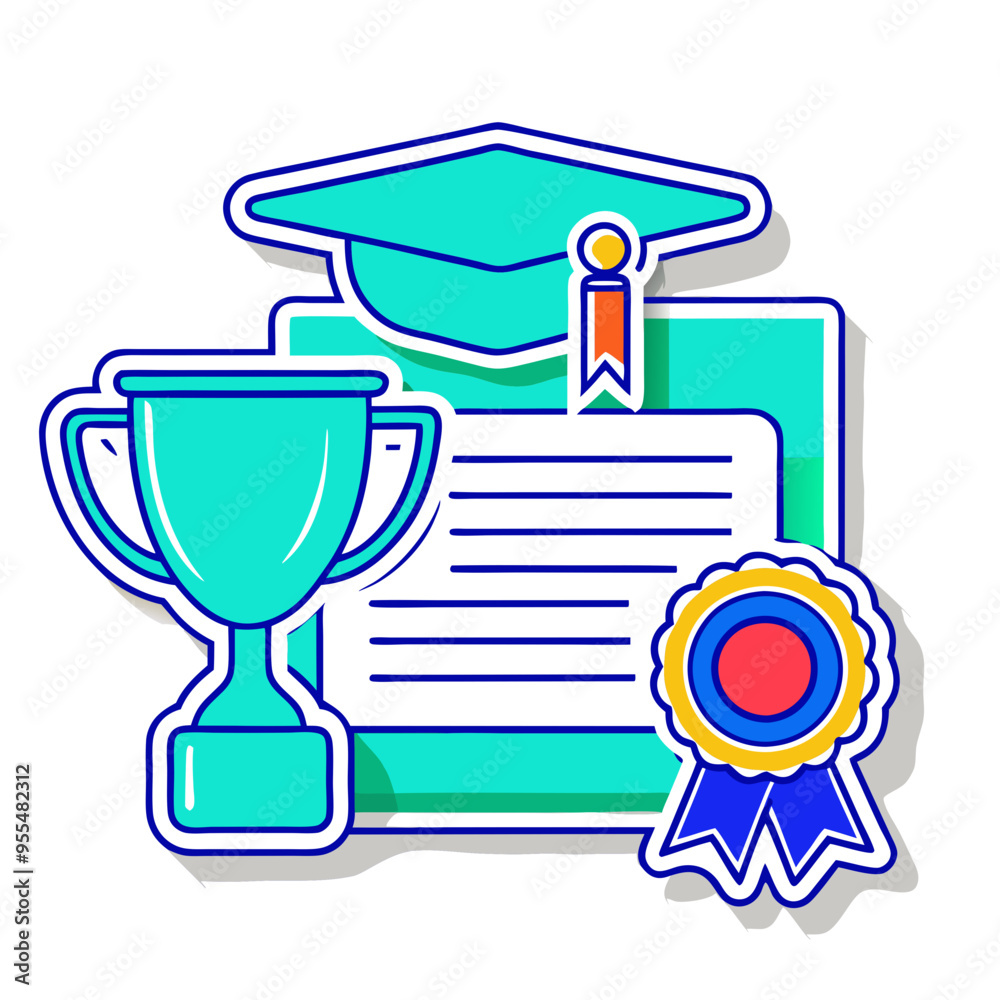 Vector Illustrations Diploma, Cup, Certificate, Medal Vector Illustrations Diploma, Cup, Certificate, Medal