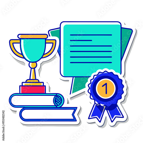 Vector Illustrations Diploma, Cup, Certificate, Medal