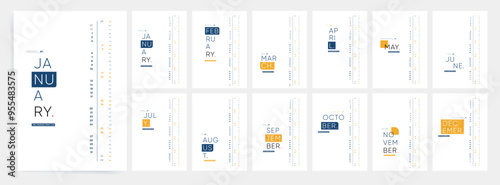 2025 Calendar. Modern Vertical Layout with Bold Typography and Color Accents.