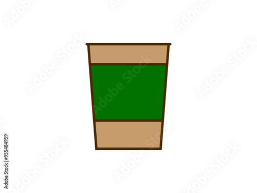 フラットな紙コップコーヒー主線アイコン：B
