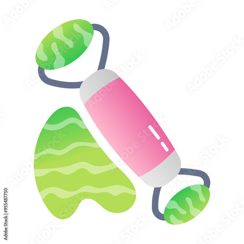 An icon of jade roller in flat style 