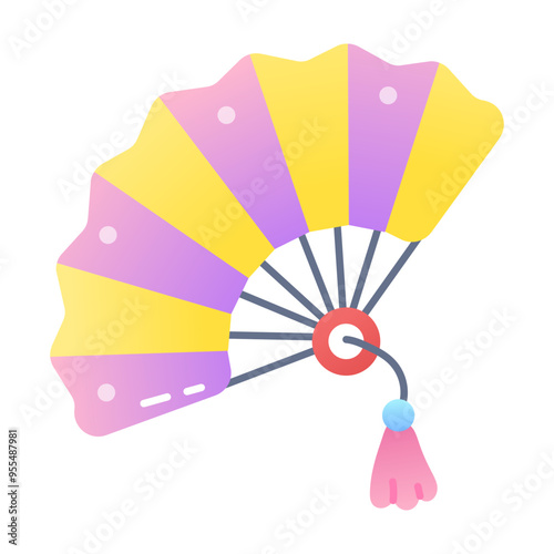 Hand fan icon designed in flat style 