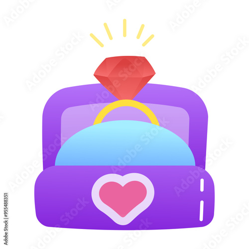 Diamond ring flat style icon  