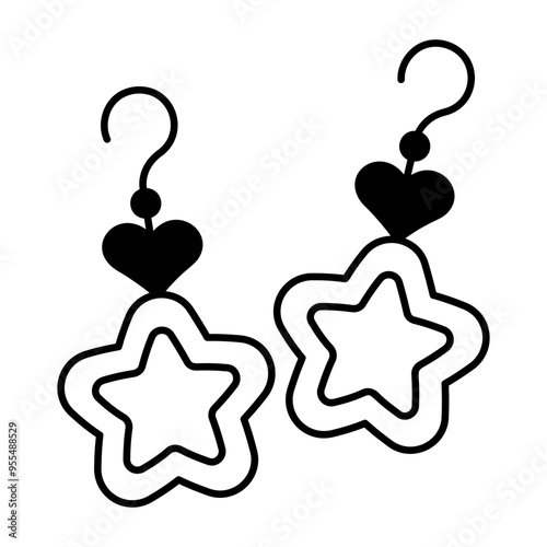 An icon of star earrings in glyph style 