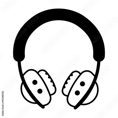 Headphones icon designed in glyph style 
