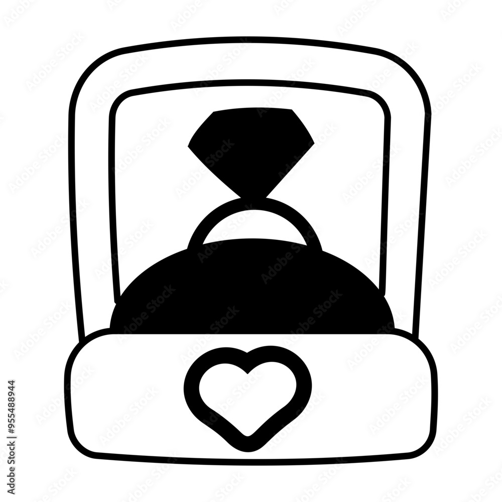 Diamond ring glyph style icon  
