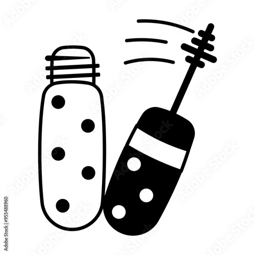 A glyph style icon of mascara 