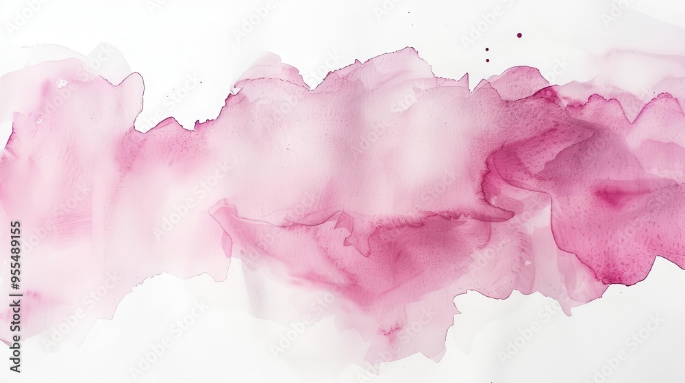 Fototapeta premium delicate pink watercolor stain spreads organically on textured paper soft edges blend into pristine white creating ethereal dreamy aesthetic minimalist yet expressive artistic element