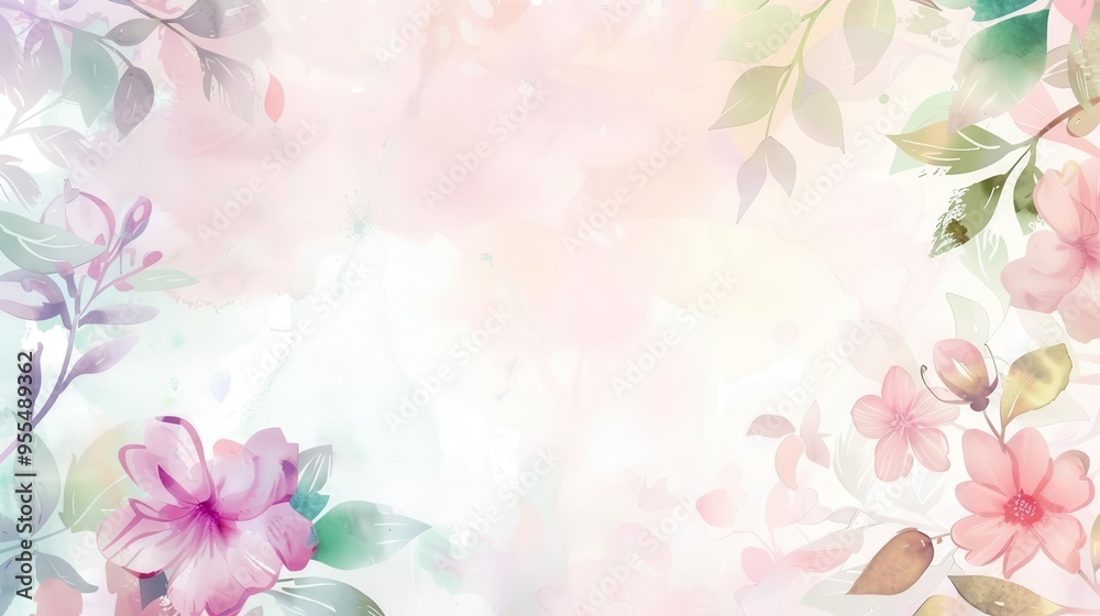 delicate watercolor frame soft pastel flowers and leaves form an ethereal border perfect for wedding stationery or springthemed designs gentle washes of color create a dreamy romantic mood delicate watercolor frame soft pastel flowers and leaves form an ethereal border perfect for wedding stationery or springthemed designs gentle washes of color create a dreamy romantic mood