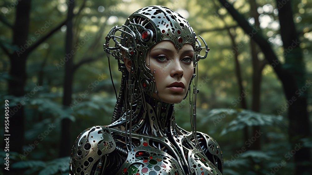 Creative Robot artist new woman with damaged head Generate ai Creative Robot artist new woman with damaged head Generate ai