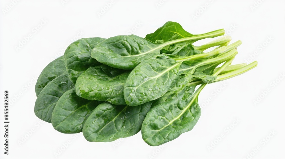 Fresh Spinach Leaves Isolated on White Background