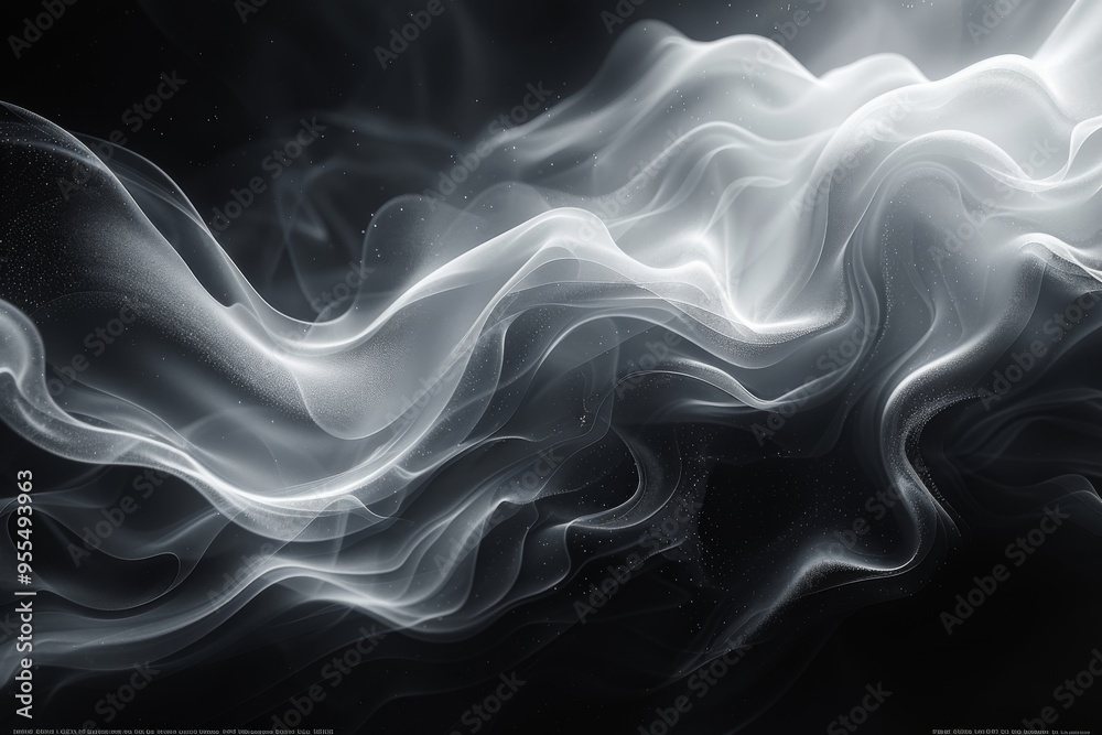 Fototapeta premium An abstract background with swirling smoke patterns in black and white, creating a sense of fluid motion 