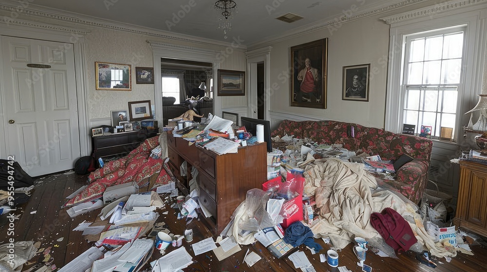 Messy Living Room After a Disaster Messy Living Room After a Disaster
