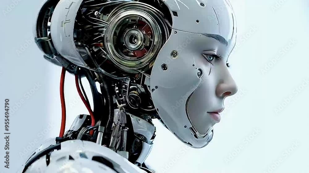 A robot is looking at the camera A robot is looking at the camera