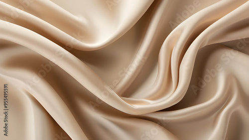 beige tan wrinkled fabric folds background