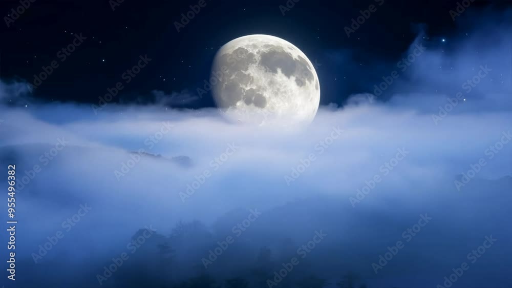 A mesmerizing full moon casting a soft, ethereal glow through a veil of delicate clouds or mist. A mesmerizing full moon casting a soft, ethereal glow through a veil of delicate clouds or mist.