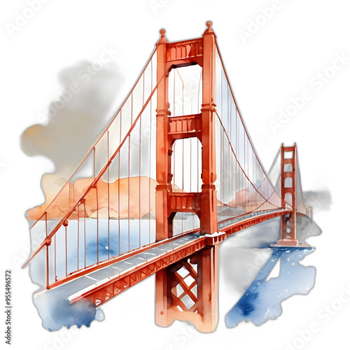 golden gate bridge watercolor
