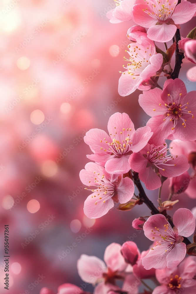 Pink Blossoms with Blurred Background. Pink Blossoms with Blurred Background.