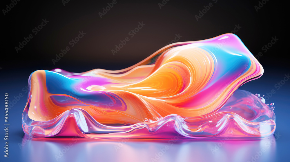 Fototapeta premium generated illustration of stroke flow shape wavy design of fluid rainbow element texture.