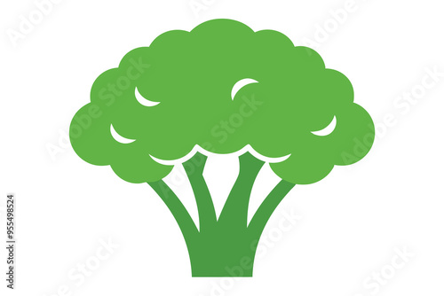 broccoli clean silhouette color vector illustration white I.eps