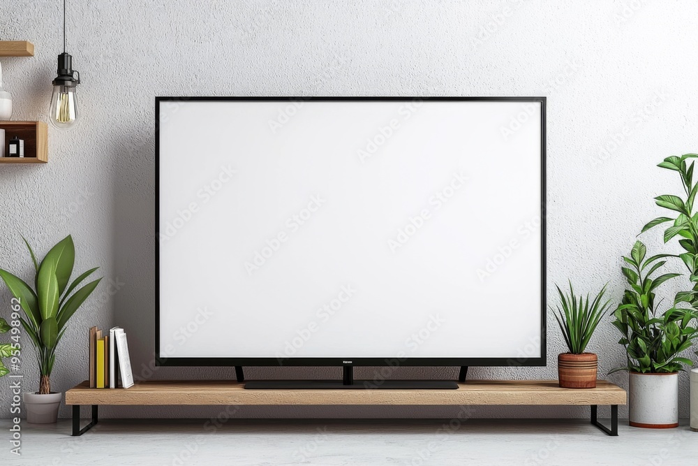 TV screen mockup on isolated background created with Generative AI