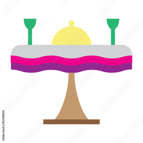 Dinning Table Vector Flat Icon Design
