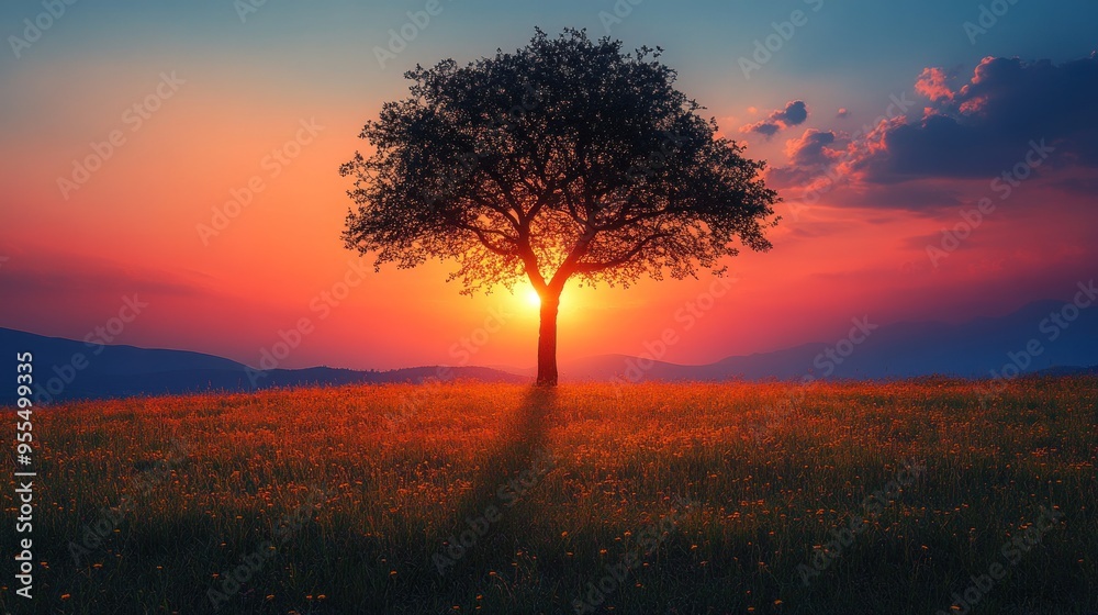 Silhouette of a Tree at Sunset Silhouette of a Tree at Sunset