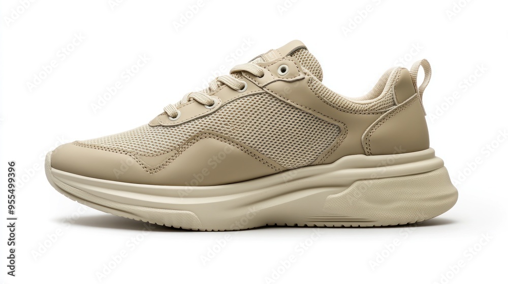 Beige Sneakers with Mesh Panels Beige Sneakers with Mesh Panels
